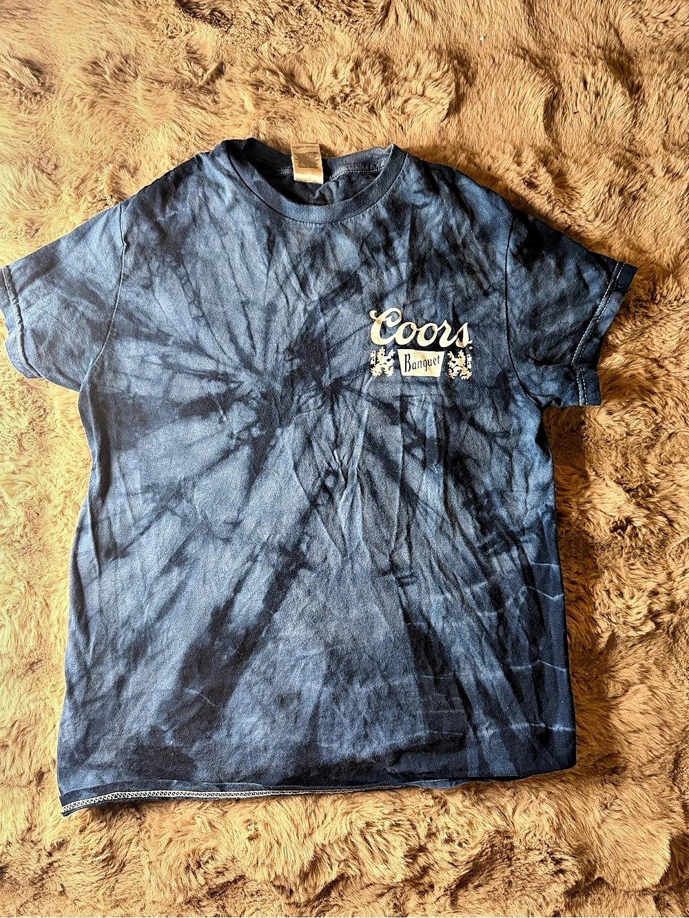 Coors Banquet Beer Logo T-Shirt - Navy Spider Tie Dye